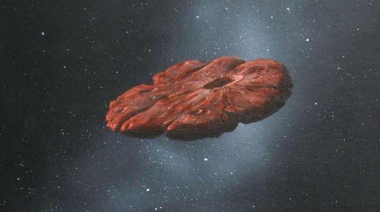 La ilustración muestra cuál sería el probable aspecto de Oumuamua, el primer objeto interestelar observado por el hombre
