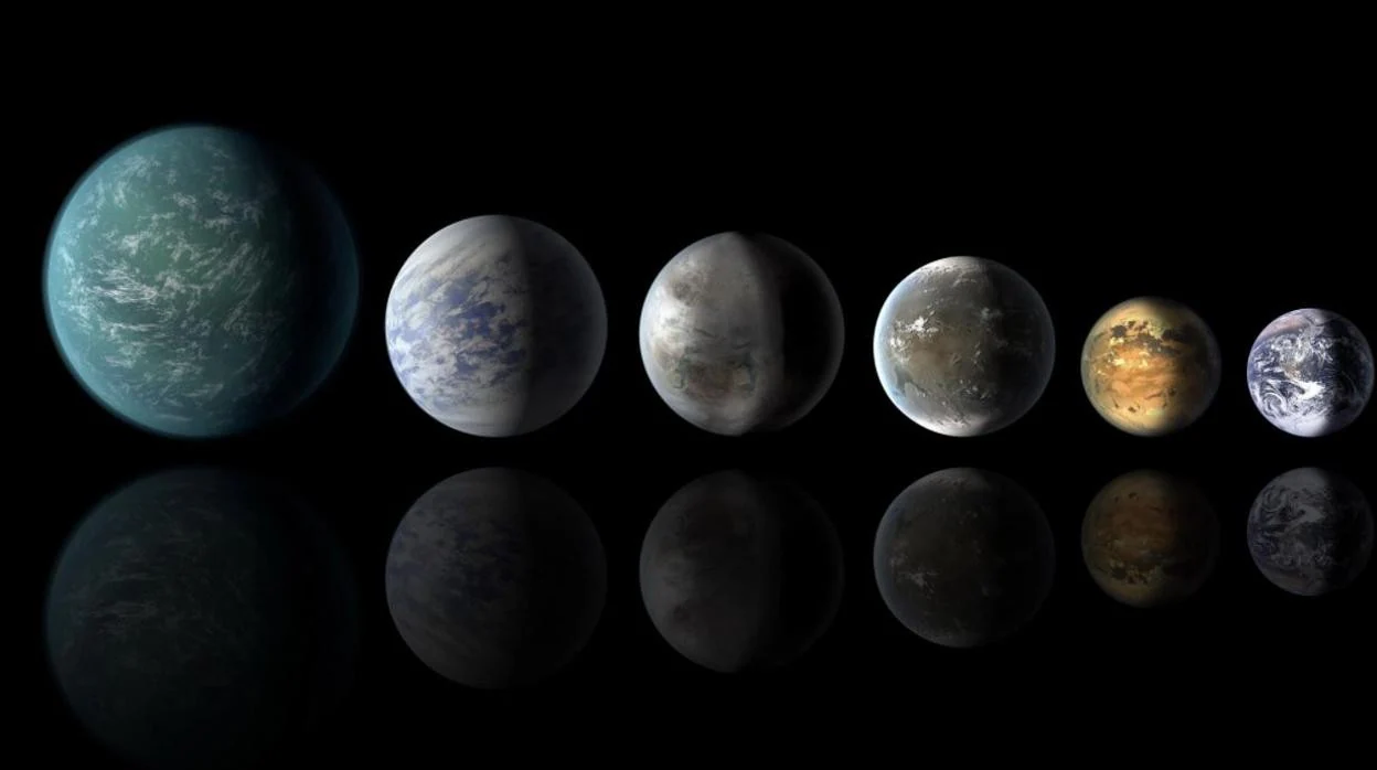 En la ilustración, planetas similares, aunque no iguales a la Tierra y en los que podría haber vida