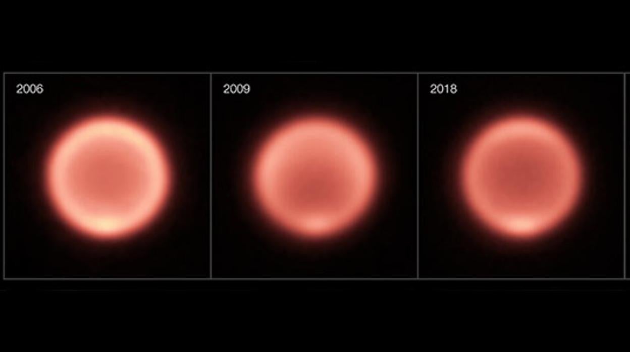 Variaciones en la temperatura de Neptuno de 2006 a 2020