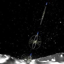 Recreación del robot sobre la superficie lunar