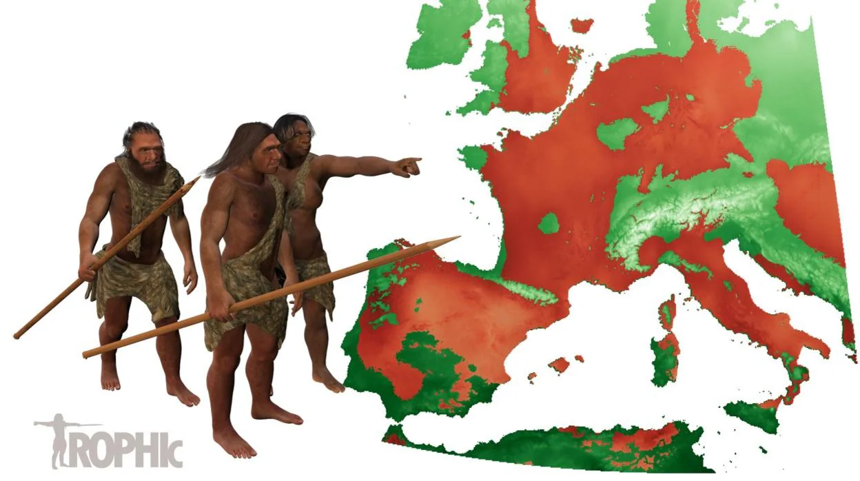 Áreas del continente habitables por los cazadores-recolectores paleolíticos en diferentes periodos