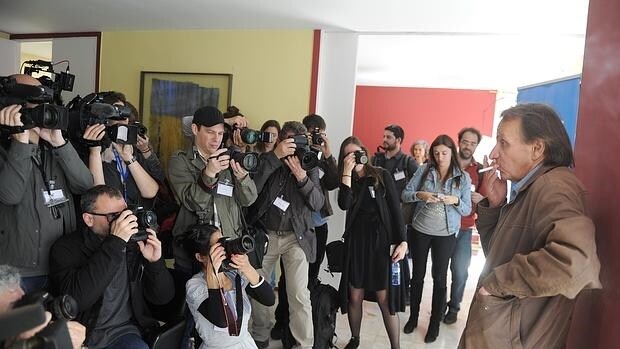 Michel Houellebecq, durante una rueda de prensa en Barcelona el pasado mes de abril