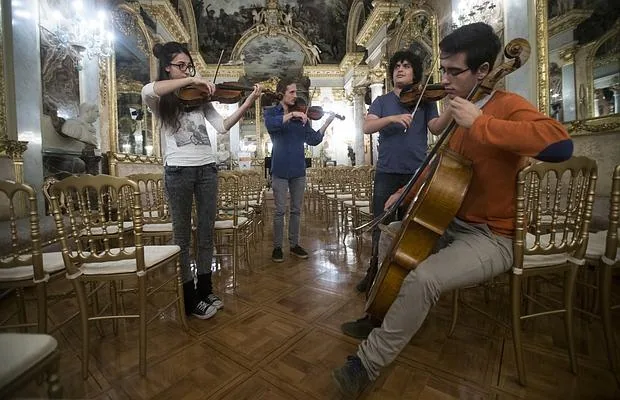 Los jóvenes del Cuarteto Haendel, en el museo Cerralbo