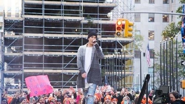 Justin Bieber en una actuación en Nueva York