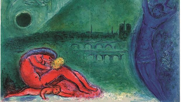 «Muelle de la Tournelle» (Vistas de París), 1960, de Marc Chagall
