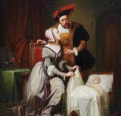 «Johanna Maria van der Gheynst con el emperador Carlos V y su hija Margarita de Parma», obra de Théodore-Joseph Canneel