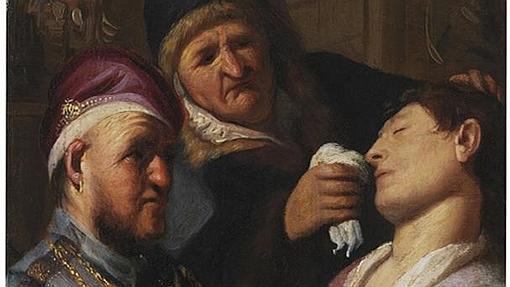 «El paciente inconsciente», de Rembrandt. Detalle