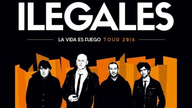 Cartel de la gira actual de Ilegales. Espina, segundo por la derecha