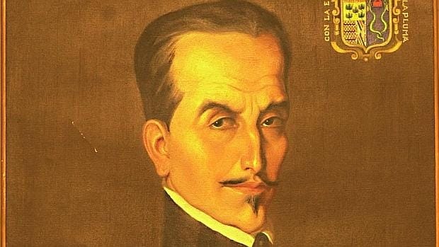 Detalle de un retrato del Inca Garcilaso de la Vega, pintado por Francisco González Gamarra