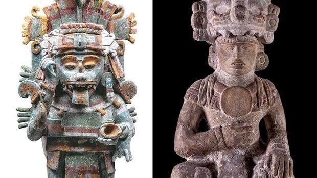 Dos piezas de la muetra «Mayas, el lenguaje de la belleza»