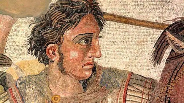 Alejandro Magno, uno de los protagonistas de las «Vidas» de Plutarco, en «El mosaico de Issos» (Pompeya)