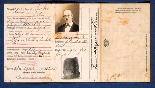 Documento de identidad de Fernando Pessoa, fechado en Lisboa el 28 de agosto de 1928