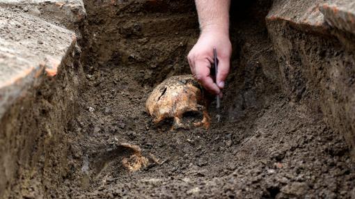 Uno de los esqueletos encontrados junto a una planta de carbón serbia