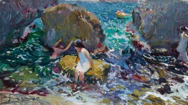 «Niños bañándose entre rocas. Jávea», de Sorolla