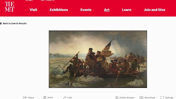 El óleo «Washington Crossing the Delaware», de Emmanuel Gottlieb Leutze, disponible para uso libre