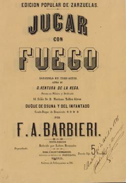 Portada de la partitura de «Jugar con fuego»