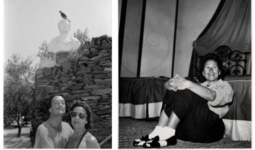 Dos de las fotografías que se pueden ver en la exposición, con Dalí y Gala en 1951 y Gala en 1953