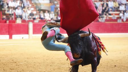 Momento de la cornada a Curro Díaz