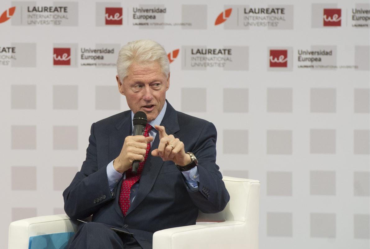 El expresidente estadounidense Bill Clinton en una conferencia en la Universidad Europea de Madrid