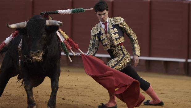 Una de las faenas de la novillada en Sevilla