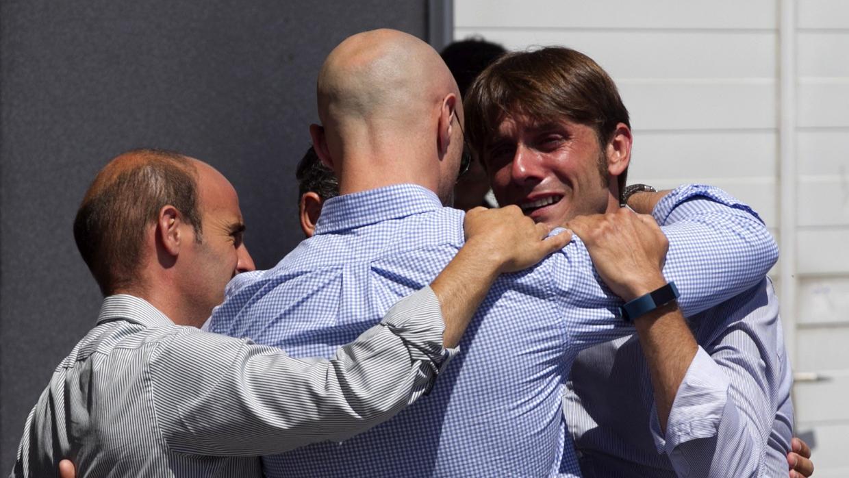 Iván Fandiño y Néstor García, en el patio de cuadrillas de Las Ventas