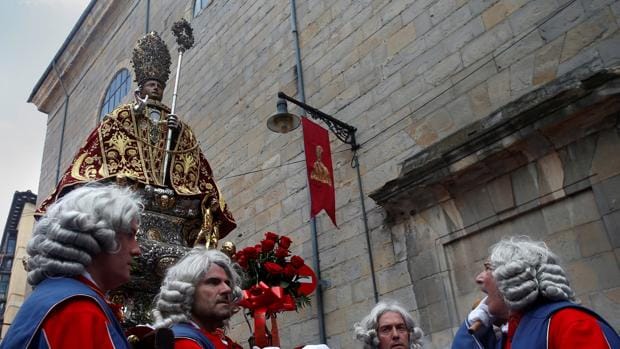 La imagen de San Fermín, en procesión