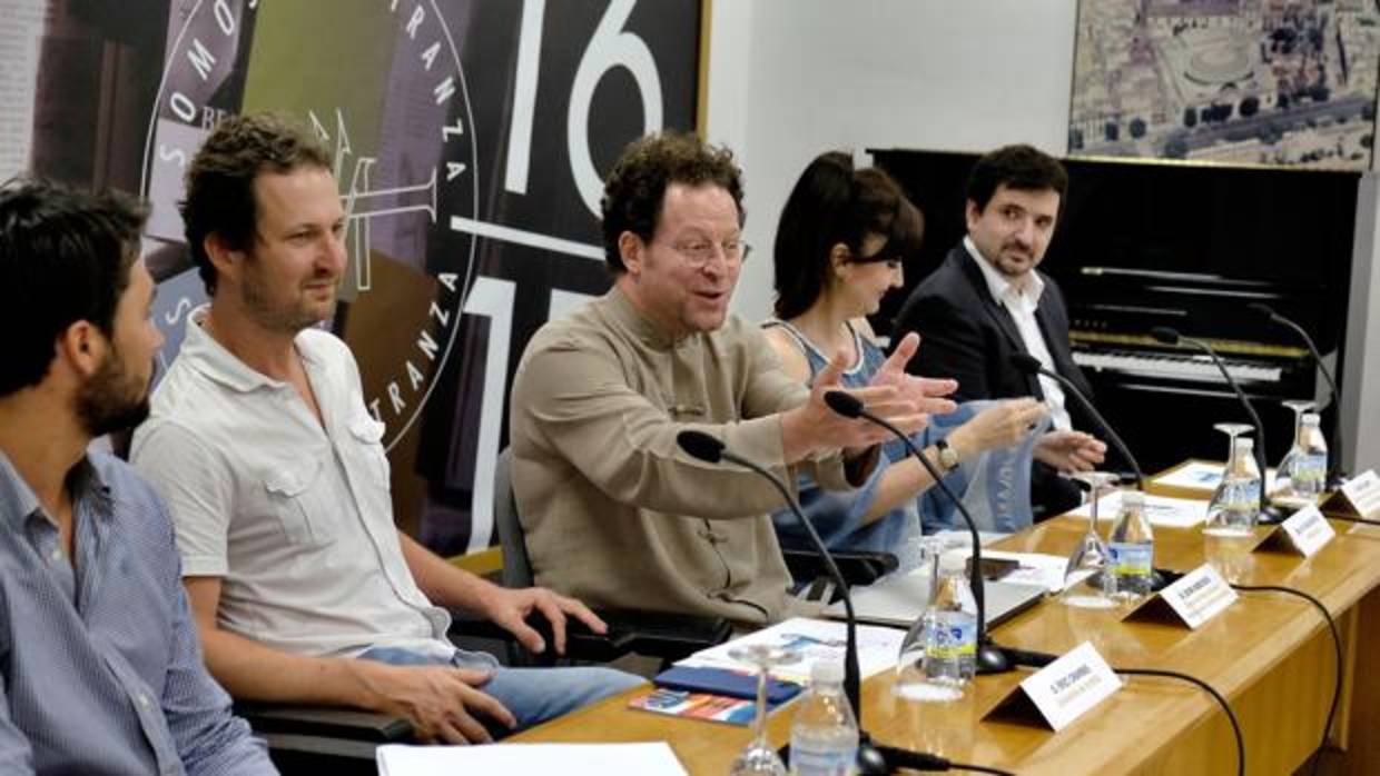 Eric Crambes, John Axelrod, María José Montiel e Íñigo Sampil, ayer en el Maestranza