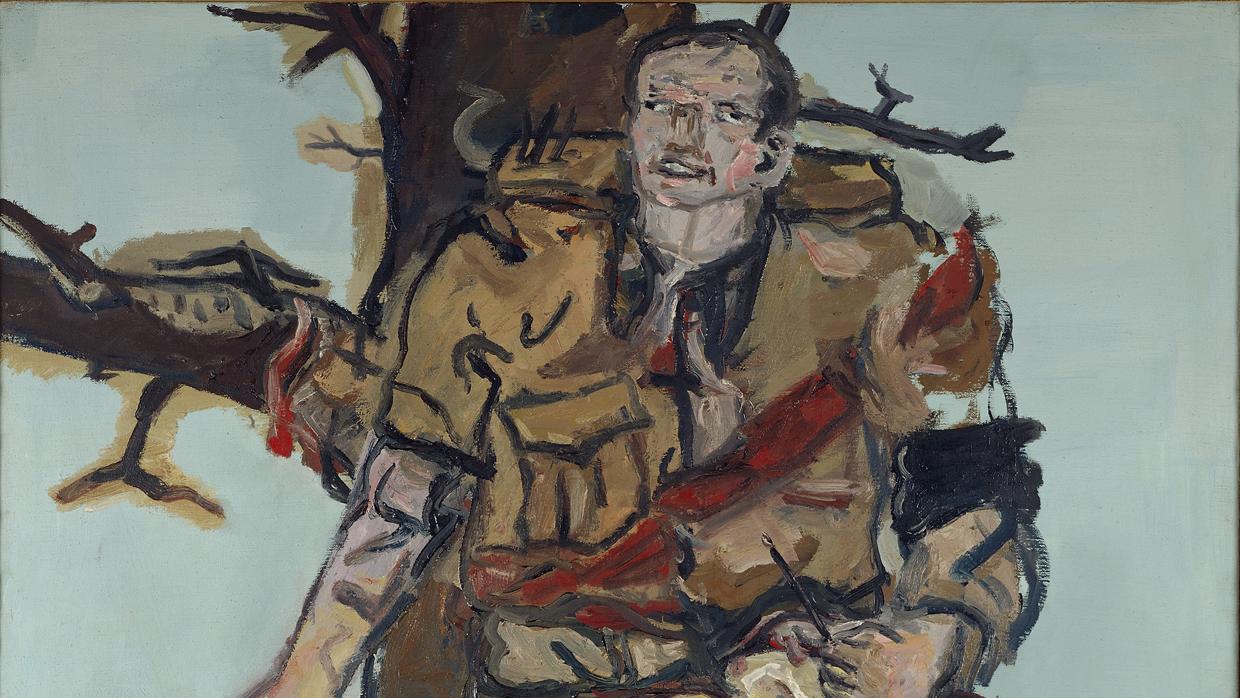 Detalle de «El pintor bloqueado», de Baselitz