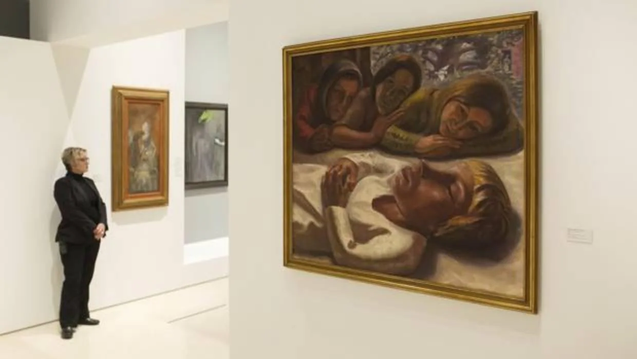 El cuadro «Niña Muerta» de Ángeles Santos, una de las obras que forman parte de la nueva exposición temporal del Museo Picasso de Málaga «Somos plenamente libres. Las mujeres artistas y el surrealismo»