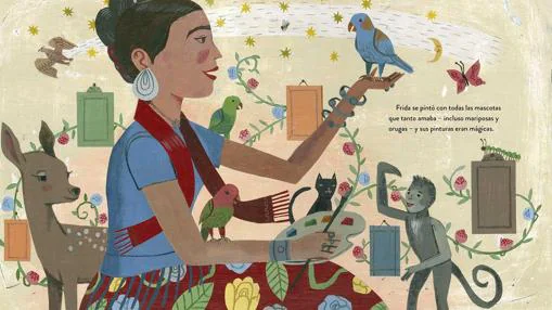 Ilustración de «Frida Khalo y sus animalitos»