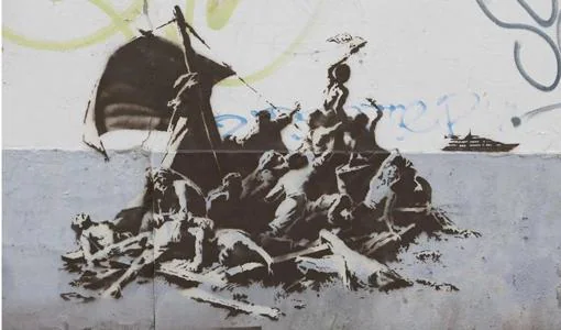 Banksy transforma el famoso cuadro de Géricault que cuelga en el Louvre de París