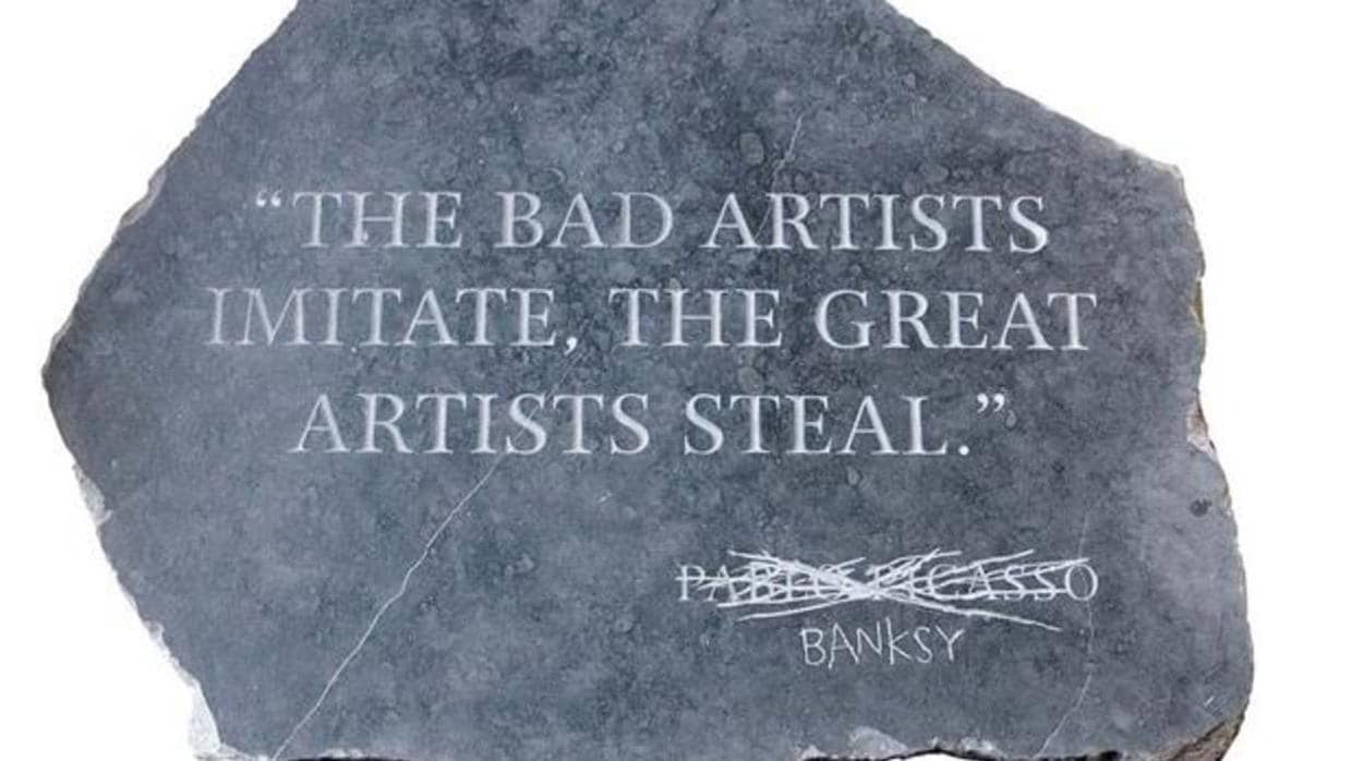 En efecto, el grafitero quiere equipararse a la altura de los grandes «ladrones», empezando por Picasso
