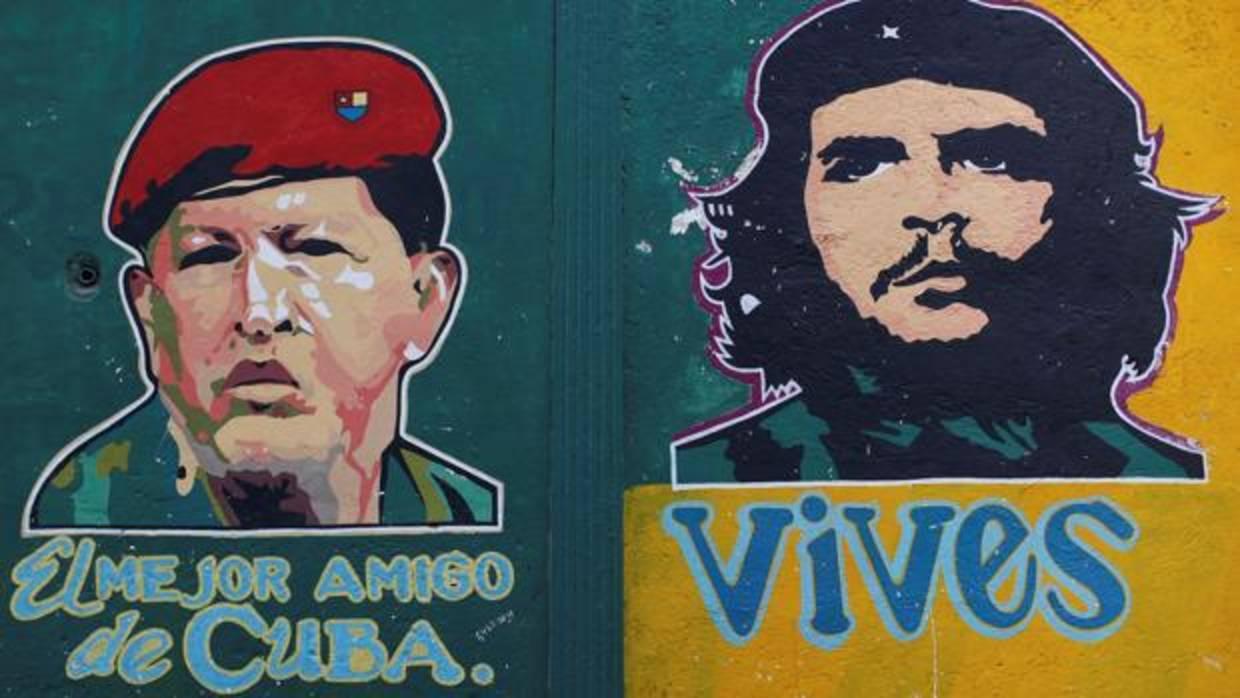 El icono del Che se emplea en Cuba para señalar a los amigos de la revolución, como Chávez
