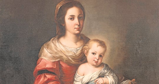 Detalle de «Virgen del Rosario con el Niño Jesús», obra cuya autoría a Murillo ha sido muy rebatida