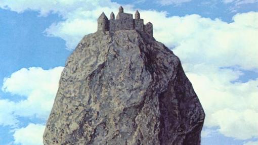 Detalle de «Le Chateau de Pyrenees», de Magritte