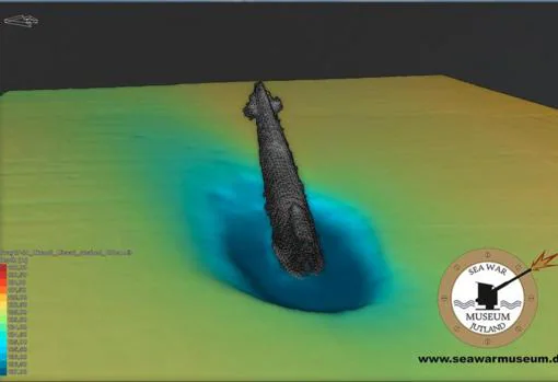 La situación del submarino en el fondo del mar
