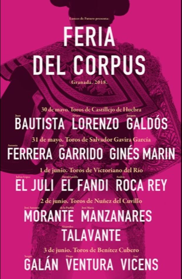 Estos son los carteles taurinos de la Feria del Corpus de Granada 2018