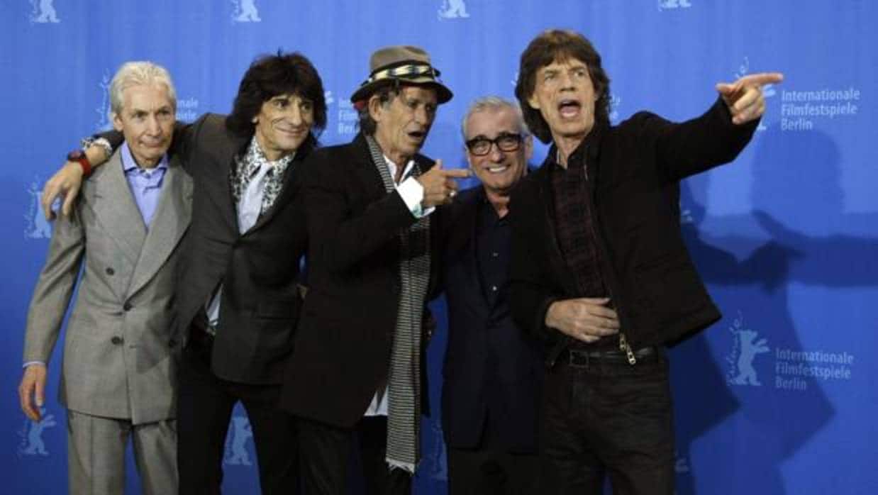 Scorsese, junto a los Rolling Stones durante la presentación del documental «Shine a Light»