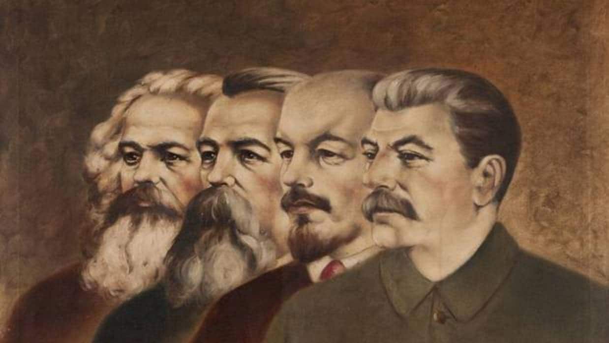 De izquierda a derecha, Marx, Engels, Lenin y Stalin