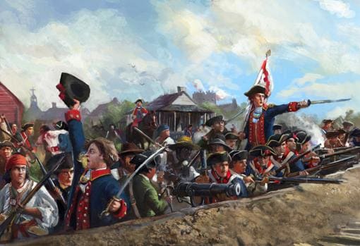 Milicianos durante la defensa de San Luis, en la alta Luisiana