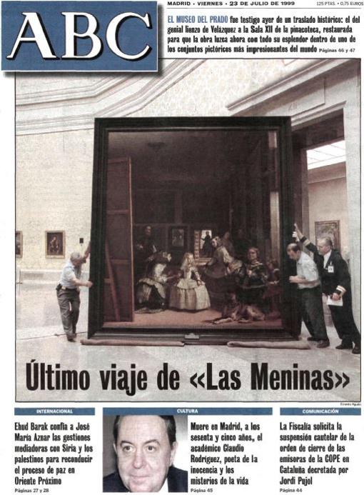 El traslado de «Las Meninas» ocupó la portada de ABC del 23 de julio de 1990