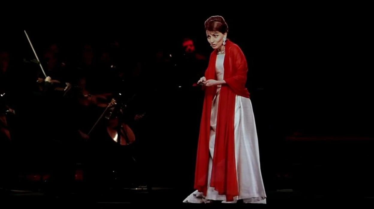 El holograma de Maria Callas, durante el concierto
