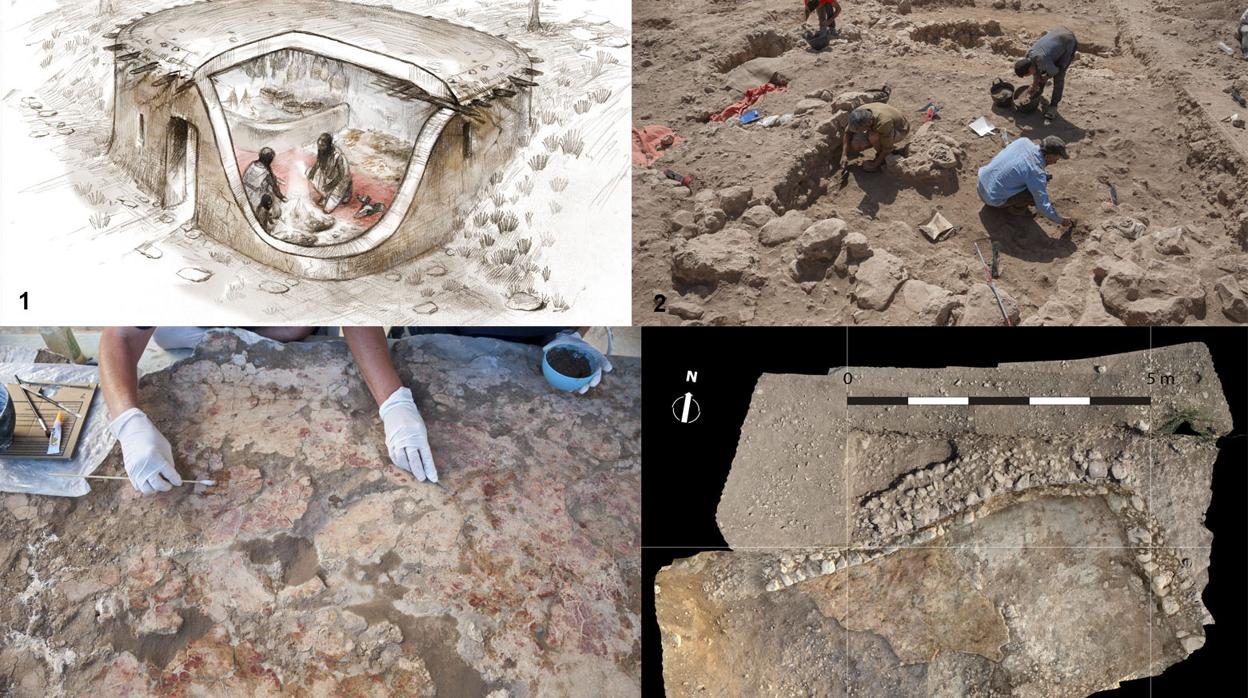 Imágenes del hallazgo y de la reconstrucción de las cabañas