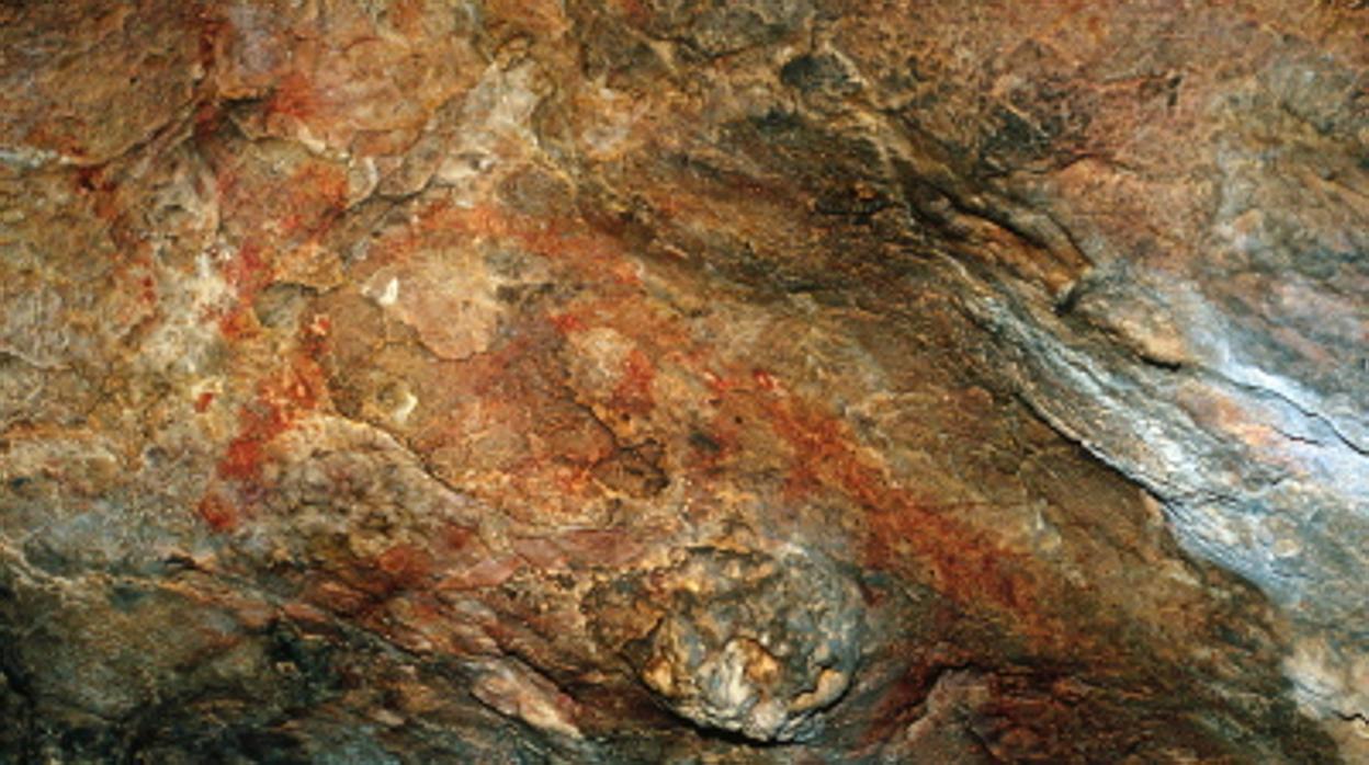 Una de las pinturas rupestres de la Cueva del Tabaco, en Camarasa (Lérida)