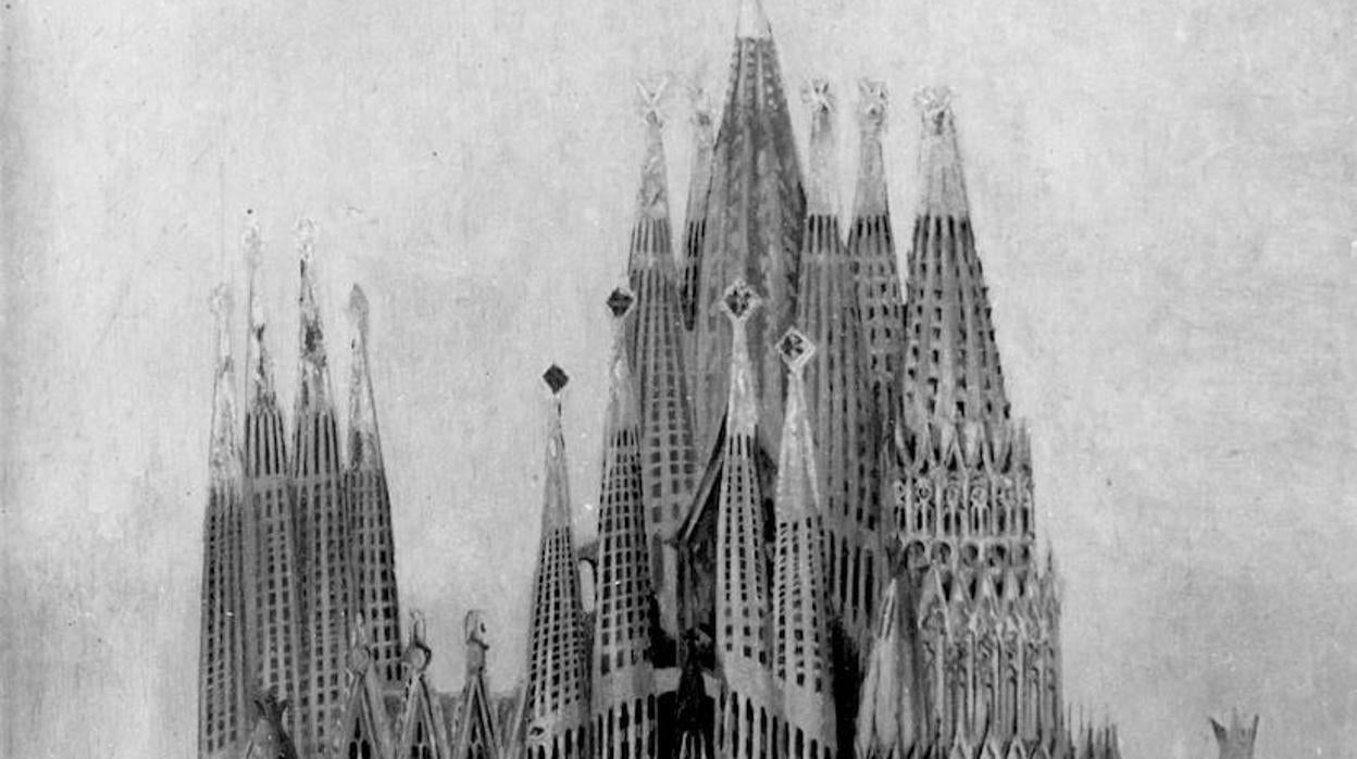 Detalle de una foto inédita de un dibujo de la Sagrada Familia, facilitada por la Universidad de Barcelona en 2016