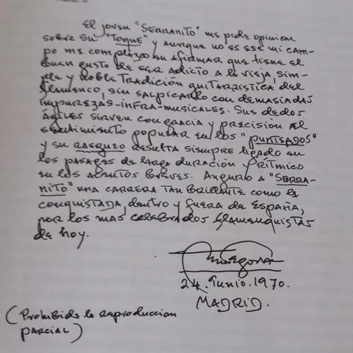 La crítica manuscrita de Andrés Segovia