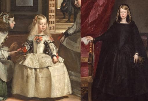 A la izquierda, la Infanta Margarita en «Las Meninas», de Velázquez (1656). A la derecha, «Doña Margarita de Austria», de Juan Bautista Martínez del Mazo (1665-1666)