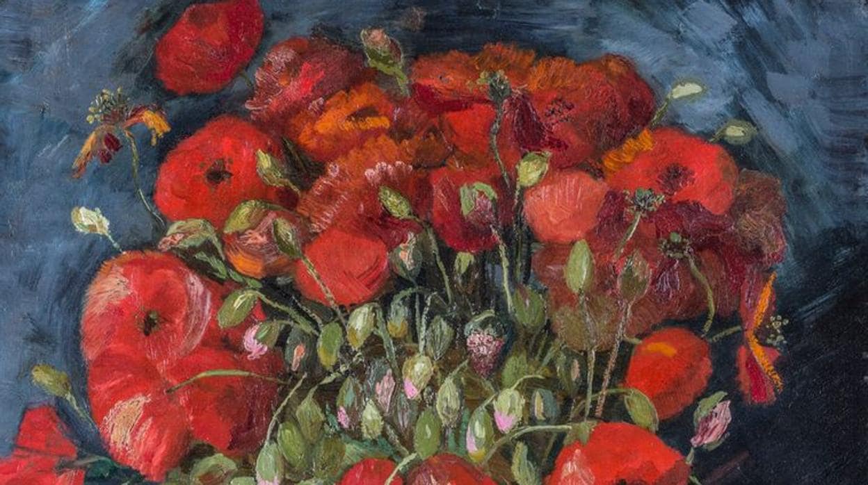 Detalle de «Florero con amapolas», de Van Gogh