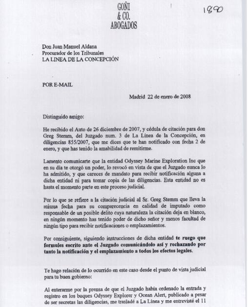 Escrito del letrado Goñi revocando al procurador