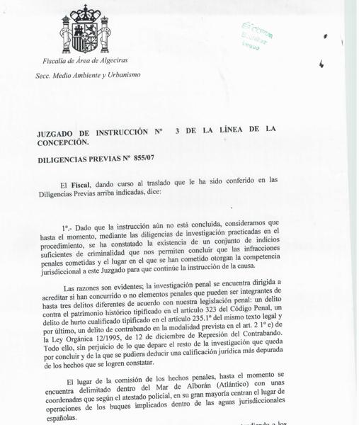 Escrito con consideraciones del fiscal